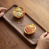 Uitstekende Zwarte Walnoot Hout Thee Dienblad Koffie Fruit Dessert Cake Snack Voedsel Opslag Hout Serveerschaal