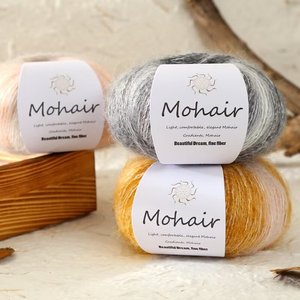 Soie Gradient Segment Teinture Mauhair Tissé à la main Couleur bonbon <span class=keywords><strong>Laine</strong></span> Super Doux Long <span class=keywords><strong>Velours</strong></span> Brillant Soie <span class=keywords><strong>Laine</strong></span> Tarte pour Tricotage à la Main - Product Image 2