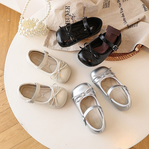 Zapatos de Vestir para Niñas, Nuevo Estilo Otoñal con Lazo, Calzado Infantil Esencial y Cómodo, Zapatos Planos de Vestir - Product Image 1