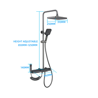 Source Usine Carré Salle De Bains Système De Douche Pistolet Gris Baignoire Mitigeur Robinet Chaud Froid Salle De Bains Robinet Pluie Douche Ensemble