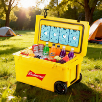 Glacière isotherme rotomoulée PE 55QT à roulettes, étanche, avec ouvre-bouteille, rétention de glace 5 jours, logo personnalisé, design moderne pour aliments