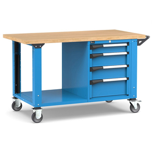 Fami Master 150cm Banco De Trabajo Ajustable En Azul Con Ruedas Y 4 Cajones - Product Image 1