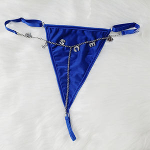 Nouveauté 2024 : Culotte string chaîne en dentelle pour <span class=keywords><strong>femme</strong></span> avec strass, signes du zodiaque et breloques lettres DIY – Sexy - Product Image 6