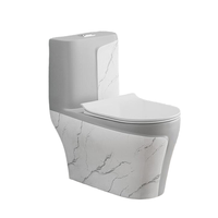 Vente en gros de cuvette de toilette monobloc en céramique au design vert marbré style rond moderne avec siphon en P pour hôtels au sol