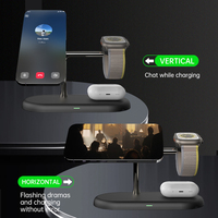 Station de charge sans fil rapide magnétique 15W tout-en-un AFY Factory, vente en gros, alliage de zinc, pour téléphone, montre, écouteurs et lampe de nuit.