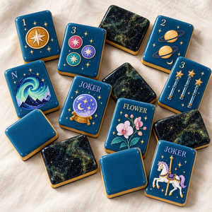 Juego de Mahjong de Diseño con Fichas de Acrílico Premium con Diseño de Estrella, Brújula y Loto - Product Image 5