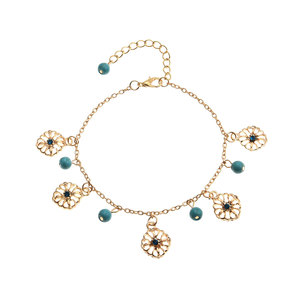 Cavigliera a Doppio Strato con Perline Turchesi e Placcatura in Oro per <span class=keywords><strong>Donne</strong></span>, Gioielli Boho da Spiaggia e Festa - Product Image 3