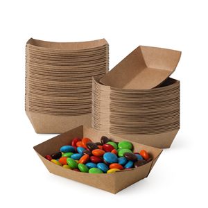 50Pcs/Pack Brown Kraft Paper Food Trays - Heavy-Duty Disposable Food Boats for Fries Nachos Hot <strong>Dog</strong> Taco BBQ Party Picnic - Product Image 6