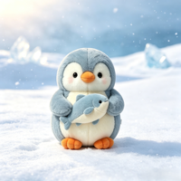 Boneka Penguin Bulu Lembut Kustom dari Karya Seni Asli Anda Pesanan Minimum Rendah Pengiriman Cepat Seri Kebun Binatang Boneka Penguin Isi Dakron