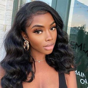 วิกผมบ๊อบสั้นแบบลอนธรรมชาติ ถอนขนแล้ว วิกผมแท้คุณภาพสูง วิกผมลูกไม้โปร่งใสด้านหน้า วิกผมแท้บราซิลสำหรับผู้หญิงผิวสี - Product Image 2