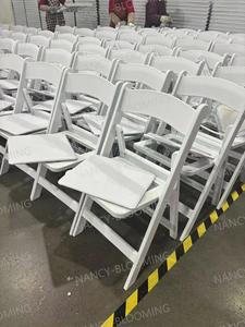 Stacking Foldable Fold up Outdoor Rental Party Event White Resin <strong>Padded</strong> <strong>Folding</strong> <strong>Chairs</strong> - Product Image 3
