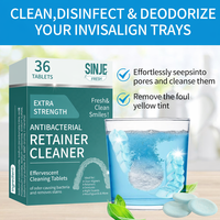 Comprimés effervescents nettoyants pour appareils dentaires, saveur menthe, pour le nettoyage des prothèses, l'élimination des taches et la rafraîchissement des dents (formule sans résidus)