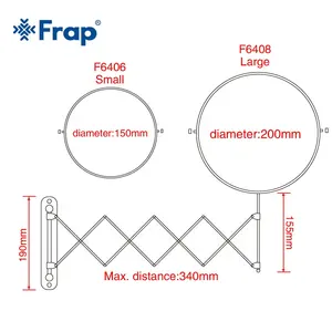 Frap miroir de maquillage professionnel rond en acier inoxydable 8 pouces 200x200mm F6408