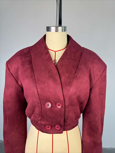 Nuova Giacca Corta Primaverile 2026 Stile Harajuku Rosso Vino con Scollo a V, Doppiopetto, Maniche Lunghe, <span class=keywords><strong>Chic</strong></span> Y2k <span class=keywords><strong>Abbigliamento</strong></span> Femminile - Product Image 5