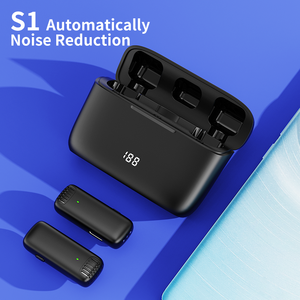 Micrófono Lavalier Inalámbrico Dos en Uno S1 con Cancelación de Ruido, Pantalla Digital y Estuche de Carga para Transmisión en Vivo en Estudio - Product Image 2