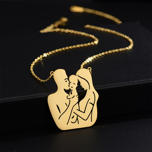Ciondolo famiglia personalizzato collana in acciaio inossidabile Color oro placcato una famiglia di <span class=keywords><strong>tre</strong></span> pendenti genitore-figlio per <span class=keywords><strong>madri</strong></span> - Product Image 6