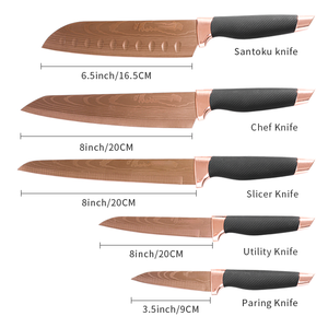 Nuovo arrivo coltello da cucina in <span class=keywords><strong>titanio</strong></span> <span class=keywords><strong>set</strong></span> di <span class=keywords><strong>coltelli</strong></span> da cucina in acciaio inossidabile con grana di damasco - Product Image 2