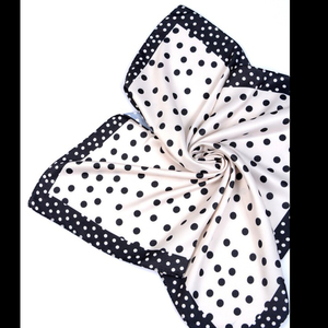 Timeless Polka Dot Bandana Small Square Silk Feel Neck Scarf Fashion Polyester Satin Machine Hemmed Silky Bandana - Product Image 4