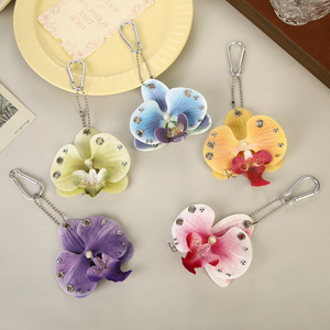 <span class=keywords><strong>Kawaii</strong></span> faux तितली orchid फूलों की कीरिंग महिला कार की चाबी गहने लक्जरी डिजाइनर आकर्षक पेंट्स - Product Image 5