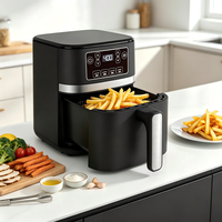 Friteuse à air numérique visible 5/6L avec panier antiadhésif, fonctions de cuisson multiples, pour friture sans huile, rôtissage, déshydratation, réchauffage