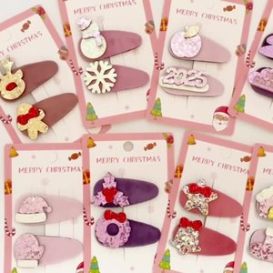 Árbol de Navidad hecho a mano muñeco de nieve cinta adornos lindo brillante respetuoso con el medio ambiente festivo pinzas para el cabello conjuntos para niños Año Nuevo - Product Image 1