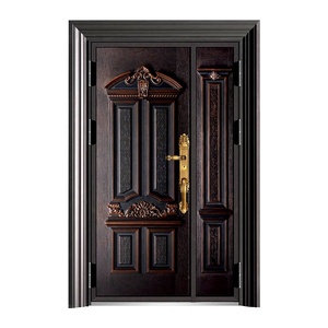 Puerta Principal Estilo <span class=keywords><strong>Carmen</strong></span> Personalizada con Manija Dorada de Lujo, Acabado en Cobre Antiguo, Puerta de Entrada para Villa - Product Image 2