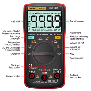 Multimètre numérique ANENG AN8008 True RMS, tension AC/DC, ampèremètre, ohmmètre, testeur <span class=keywords><strong>de</strong></span> tension et d'impédance haute précision - Product Image 6