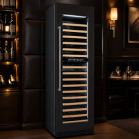 Réfrigérateur à vin commercial 430L à deux zones pour hôtel, restaurant, bar, en verre et acier, compresseur, 148 bouteilles, usine OEM