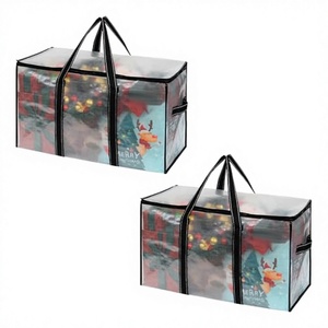Sacchi per Trasloco e Conservazione VENO in Polipropilene Trasparente, Resistenti, con Coperchi e Maniglie, Design Pieghevole per Decorazioni Festive, Dormitori Universitari, Vestiti - Product Image 1