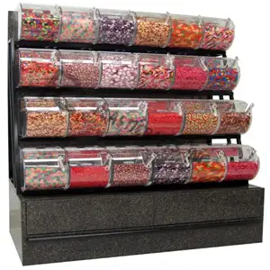 مخصص سوبر ماركت 4 طبقات فضفاضة الحلوى رف عرض/الحلوى المعدات متجر/اختيار و مزيج الحلوى عرض موقف