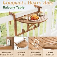 Table de balcon en bois, table pliante murale en bois massif pour l'extérieur, petite table à thé pliable, table à manger