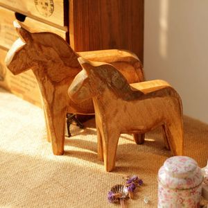 Caballo <span class=keywords><strong>Dala</strong></span> de madera hecho a mano, 2 piezas/juego, arte folclórico nórdico, estilo natural, decoración para el hogar, figura decorativa - Product Image 5