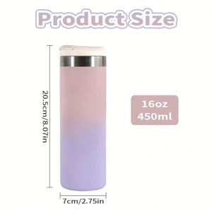กระติกน้ำสุญญากาศสแตนเลสสองชั้น ขนาด 12 ออนซ์ 16 ออนซ์ 450 มล. สีผสม สำหรับพกพาและตั้งแคมป์ - Product Image 2