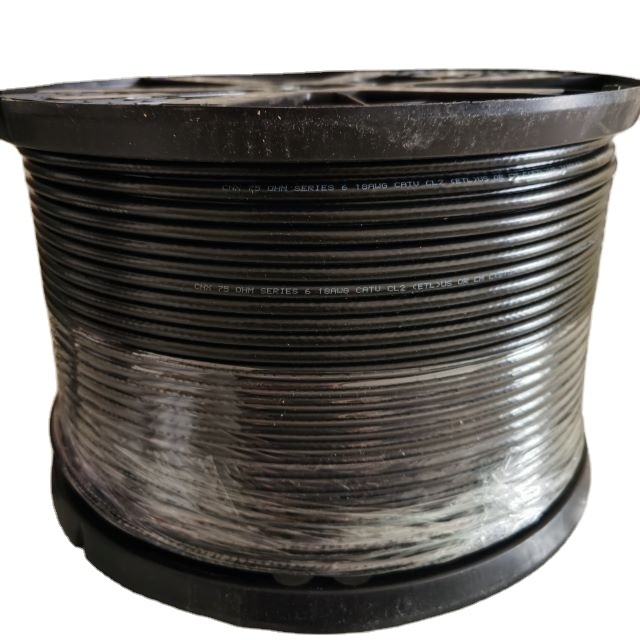 Satellite RG6 Trishield 77% Coaxial Cable PVC Black 1000 Feet for HD TV 1080p Resolution Braid Shielding