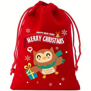 Pochette en velours de Noël en gros 10x12cm, sac en velours personnalisé avec logo, pochette d'emballage cadeau pour bonbons et jouets de Noël - Product Image 6