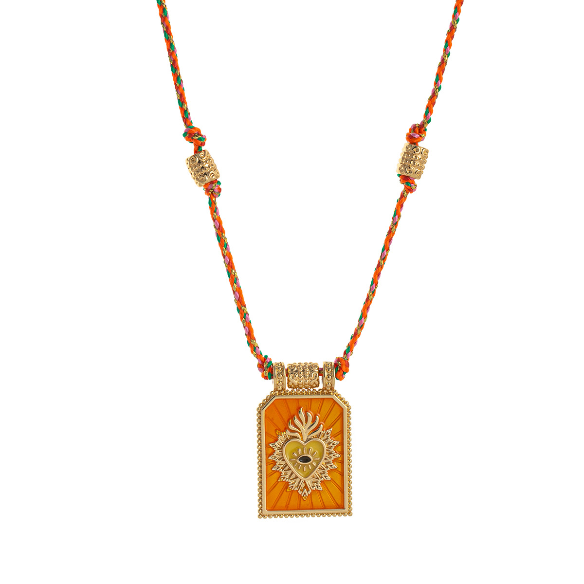 Collier orange (avec perles)
