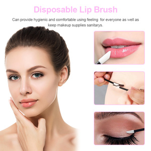 Brocha de Labios Desechable de Nailon Negro Flocado, Herramienta Plana para Aplicación de Brillo Labial, Uso en Belleza - Product Image 4