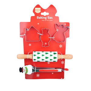 Juego de Herramientas <span class=keywords><strong>para</strong></span> <span class=keywords><strong>Hornear</strong></span> con Temática Navideña Creativa, Incluye Cortadores de Galletas Metálicos y Rodillo <span class=keywords><strong>para</strong></span> Niños, Repostería Casera - Product Image 4