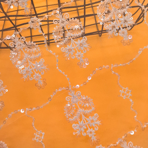 Hot Bán 2025 Thiết Kế Mới 130Cm Rộng Màu Trắng Lưới Thêu Ren Vải Với Hạt Và Sequins Cho Đám Cưới Dài Ăn Mặc - Product Image 3