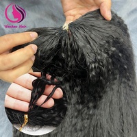 Extensions de cheveux brésiliens Remy Kinky Straight, directement de l'usine, pour tressage au crochet pré-bouclé sans nœuds, couleurs plus foncées uniquement