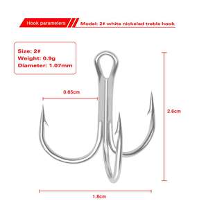 WEIHE <span class=keywords><strong>Set</strong></span> di 50 <span class=keywords><strong>Ami</strong></span> <span class=keywords><strong>da</strong></span> <span class=keywords><strong>Pesca</strong></span> Tripli in Acciaio ad Alto Tenore di Carbonio Nichelato Bianco per Fiume, Oceano e Spiaggia - Product Image 5