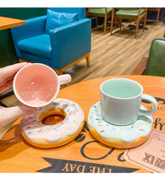 Ensemble de tasses et sous-tasses à café en céramique, pour la maison, créatif avec des macarons, du thé au lait ou au café