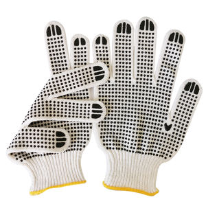 Toptan beyaz pamuk örgü kauçuk noktalar ile iki taraf iş eldivenleri kaymaz siyah çift PVC noktalı pamuk bina eldiven mavi - Product Image 2