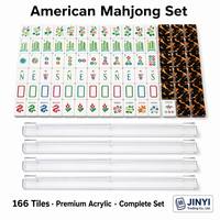 Jeu de Mahjong américain 166 tuiles en acrylique de qualité supérieure, imprimé léopard, coffret cadeau complet de luxe, personnalisable OEM