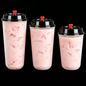 Vasos Desechables de Plástico PP en Forma de U para Bebidas Frías y Calientes, para Llevar, para Té de Burbujas, Jugos, Boba, con Tapa - Product Image 3