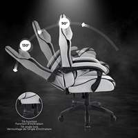 Chaise de jeu ergonomique en cuir pour PC avec massage rafraîchissant, inclinable, pivotante, repose-pieds extensible et accoudoirs pliables