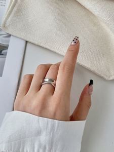 Dylam Fashion Minimalist Jewelry S925 <b>Silver</b> Rhodium 18K Gold Plated Irregular Wide Concave Convex <b>Adjustable</b> Women <b>Rings</b> - Product Image 5