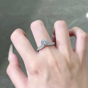 <span class=keywords><strong>Bague</strong></span> de fiançailles en platine Pt950 avec diamant de laboratoire, sertie de 4 griffes, style artistique de luxe léger, pour femme - Product Image 5