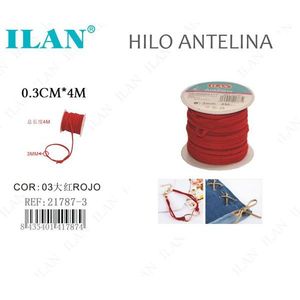 Cordon Antelina ILAN 0,3 cm x 4 m rouge pour la fabrication de bijoux et l'artisanat - Product Image 1
