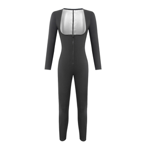 Combinaison de sauna intégrale en néoprène Yumesilm pour femme avec col en V et taille élastique pour usage domestique et entraînement amincissant - Product Image 1